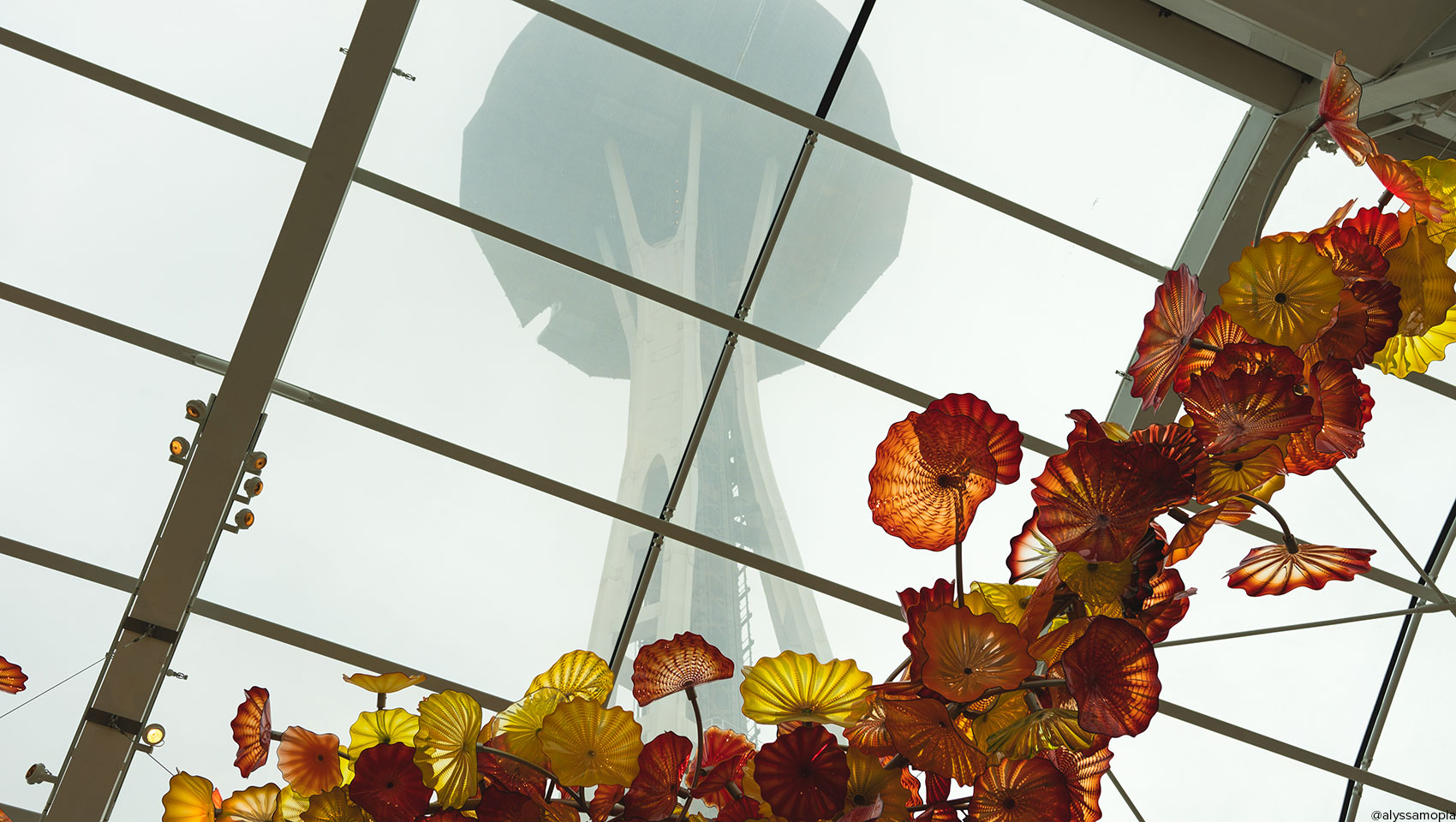 View of Space Needle from Chihuly Garden and Glass museum