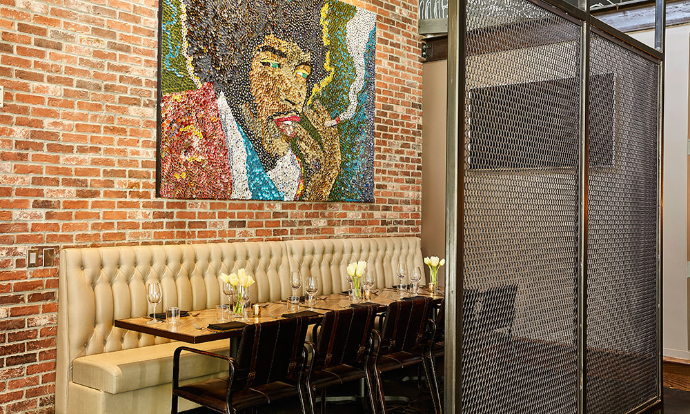 jimi Hendrix art in downtown private dining space