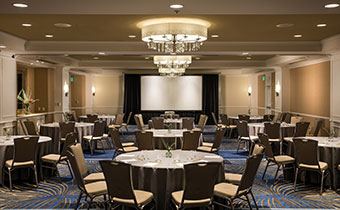 Large ballroom with chandeliers event space